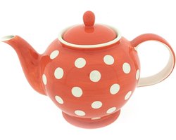 Theepot Polka Dot - Rood met witte stippen 1000 ml - Keramiek - Handgemaakt en geschilderd