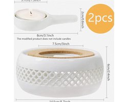 Theepot Stoofje Met Kurk en Lepel - Theewarmer - 1 stuk - Wit - Keramiek