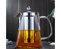 Theepot - theepot met filter - 1pc Dikke Hoge-Temperatuurbestendige Glas Theepot met Roestvrijstalen Filter - Grote Capaciteit voor Kruiden Thee, Zwarte Thee en Bloem Thee
