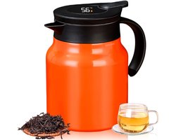 Theepot - Theepot met filter - Dubbele muurvacuüm thermo - Roestvrijstalen theepot - Oranje