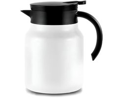 Theepot - Theepot met filter - Dubbele muurvacuüm thermo - Roestvrijstalen theepot - Wit