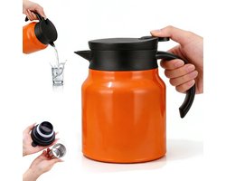 Theepot-Theepot met filter en langdurige warmtebehoudfunctie-theekan met filter-1L-Dubbelwandige roestvrijstalen thermosfles met drukknopdeksel, perfect voor het zetten van koffie en thee.