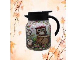 Theepot - thermos - theepot met filter - thermoskan - koffie - theekan - uilen