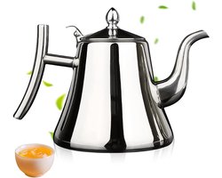 Theepot van roestvrij staal met zeef en dubbele wand, inclusief deksel - ideaal voor alle soorten thee