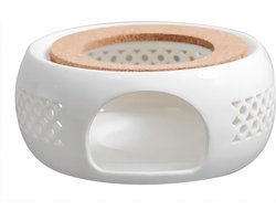 Theepot Warmer - Thee Warmer - Thee Warm Houden - Met Kurken Kussen - 15 cm - Wit
