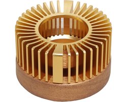 Theepot Warmer - Theelicht Houder - Thee Warm Houden - Walnoot Hout Basis - 11 cm Diameter - Champagne Goud