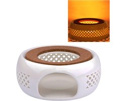 Theepotverwarmer, keramische theepotverwarmer met kurken kussen, koffie- en theeverwarmer voor glazen, roestvrijstalen, keramische theepotten en andere hittebestendige schalen.