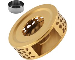 Theepotwarmer met theelichthouder - Verwarming van roestvrij staal - Standaard voor theepotten, potten en warme dranken Elegant ontwerp - voor thuis en thee - 1 stuk - Goud