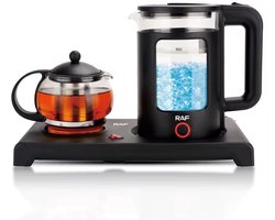 Theestation | Waterkoker met Theepot | Elektrische Turkse Theepot | Warmhoudfunctie | Waterkoker Theestation | Caydanlik | Caymatik | Elektrische thee maker | Thee maker | Glazen Theepot | 1,8/1,2L | 1800W | Elektrisch