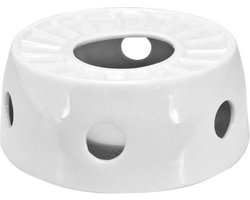 Theewarmer Keramiek Wit 14 cm - Theepot Warmer - Warmhoudschaal - Theelichthouder - Warmhouder - Thee Warmhoudplaat
