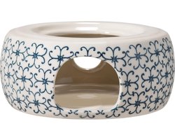 Theewarmer vintage keramiek - retro design - blauw - 1 stuk