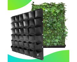 TheGoods™ Verticale Tuin 36 Vakken - Plantenzak Muur - Moestuin - Plantenhanger - Verticaal Tuinieren - Ruime Vakken - Zwart - 100x100 cm