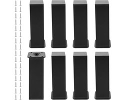 TheLau - 8 stuks verstelbare meubelpoten zwart 15 cm - Metalen poten voor banken en kasten - In hoogte verstelbaar