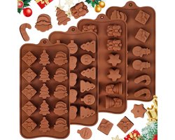 Thelau - Chocoladevorm - 4 stuks - Bonbonvorm - Siliconen - BPA-vrij - 3D anti-aanbaklaag - Rubberen beertjes - Voor bakken (Kerstmis)