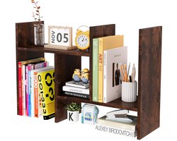 TheLau ® Compact en Verstelbaar Houten Bureau Organiser voor Boeken en Accessoires