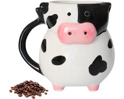 Thelau - Grappige Keramische Koeien-Koffiemok in 3D-vorm | Grote Koffiemok | Funny Cadeau voor Vrouwen, Mannen | Verjaardag, Jubileum