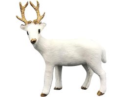 TheLau - Kerst Rendier Sculptuur voor Witte Kerst Decoratie met Bos Dieren en Staande Herten - Xmas Tafel Decoratie: Voeg een vleugje magie toe aan je feestdagen met deze prachtige miniatuur sculptuur.