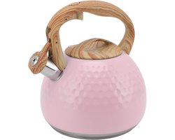Thelau - Roestvrij Stalen Fluitketel voor Inductie en Fornuis, 3L Retro Theeketel - Waterkoker, Ketel voor Gas en Elektrisch Koken (Roze)