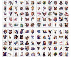 TheLau - Set van 120 waterbestendige tattoos voor kinderen - Dierentatoeages voor arm en schouders - Jongens en meisjes - Plezier en creativiteit voor kinderen - Makkelijk aan te brengen