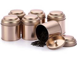 Thelau - Set van 6 losse theeblikjes met luchtdichte metalen containers voor thee - opslag van losse bladeren, keukenkruiden en voedsel