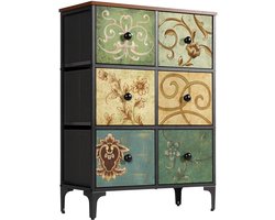 TheLau ® Stijlvolle Stoffen Commode Kast met 6 Ruime Laden voor Multifunctioneel Gebruik in Huis en Kantoor