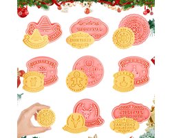 Thelau - Uitsteekvormen Kerstmis - 8-delige set koekjessnijders van kunststof - Koekjesstempel en stempel bakset
