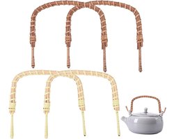 TheLau - Vervangbare Rotan Theepot Handvat in 2 Kleuren - 4 Stuks - Originele Keramische Theepot Handle Voor Japanse Thee Potten - Draadtheepot Accessoires - 13 cm