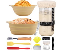 Thelau - Zuurdesem starter kit voor brood bakken - 12 stuks inclusief manden en benodigdheden