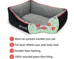 Thermal Box Bed - Warme Hondenmand voor Koude Dagen met Superzachte Fleece hoes - S/M/L/XL in Grijs of Zwart - Kleur: Grijs, Maat: Small