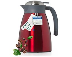 Thermal Carafe - 1L Double-Walled Insulated Jug for Hot and Cold Beverages - Red Finish