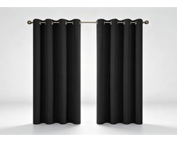 Thermisch isolerende verduisteringsgordijnen met ringen voor de slaapkamer (39 x 63 inch), geschikt voor woonkamer en keuken, set van 2, zwart