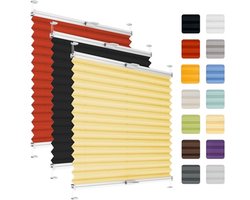 Thermisch Plissé Rolgordijn voor Binnen zonder Boren - Vouwgordijn en Jaloezie in Geel