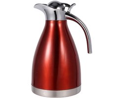 Thermische Koffiekan 1,5L-Rood - Rvs, Duurzaam, 24 Uur Warmtebehoud