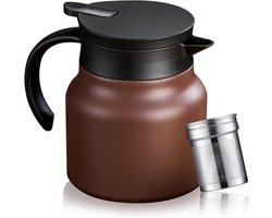 Thermische koffiekaraf/theepot met keramische voering 28 oz - kleine koffie-thermo reizen met verwijderbare roestvrijstalen filter voor warme dranken - dubbelwandige geïsoleerde koffiekan