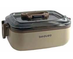 Thermische Lunchbox met RVS Binnenkant – Inclusief Deksel, Vork en Sausbakje