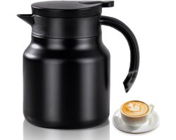 Thermo Koffiepot - Keramische Inzet - 1000ml - Theepot - Kleine Thermoskan - Afneembaar - Zeef voor Warme Dranken - Dubbelwandig Geïsoleerd RVS