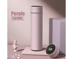 Thermos Smart Serie - Thermosbeker met Temperatuurdisplay - RVS - Paars - 500 ml Inhoud
