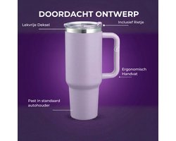 Thermosbeker 40 oz (1,2 Liter) met Rietje - RVS Tumbler - Lavender - Travel Mug - Isoleerbeker voor Koude en Warme Dranken - Lekvrij Design - Roestvrij Staal