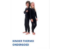 Thermoshirt maat 146/152 zwart unisex - Thermo shirt voor kinderen jongens en meisjes - warm en comfortabel