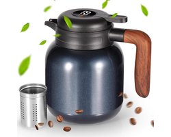 Thermoskan 1L met theezeefje en temperatuurmeter - goed afgesloten koffiekan