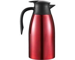 Thermoskan Isoleerkan - Koffiepot Dubbelwandig - Dranken Warm Houden - Eenvoudige Reiniging - 2 Liter Inhoud - Rood