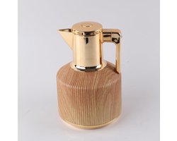 Thermoskan - Koffiekan Dispenser - Dranken Warm Houden - Dubbelwandig Vacuüm Geïsoleerd - 1 Liter - Bruin Patroon