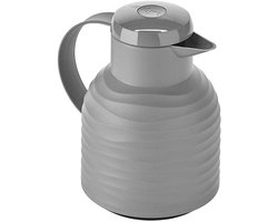 Thermoskan met drukknop - Koffiekan Isolatiekan - Dranken Warm Houden - Dubbelwandige Glasisolatie - 1 Liter - Steen