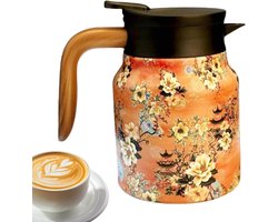 Thermoskan met Infuser - Theekan Koffiekan - Drank Serveren - Dubbelwandige Isolatie - 1000ml - Oranje