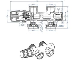 thermostatisch 3/4 onderblok recht mat zwart