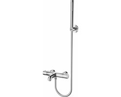Thermostatische Bad/Douchekraan met Staafhanddouche en Handdouchehouder - Leoni - RVS - Chroom