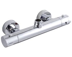 Thermostatische douchekraan met dubbele hendel, decoratief voor wandmontage - Douchekraan - met thermostatische watermengkraan - De wateruitlaat is naar boven gericht en is geschikt voor badkamers, campers en badkuipen