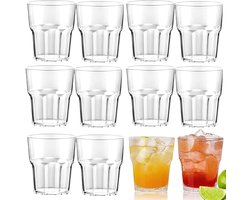 Thijox - 12 Stuks Waterglazen van Kunststof, Transparant Acryl Drinkglas, Vaatwasmachinebestendig, Herbruikbare Drinkbekers voor Feestjes, Barbecues,