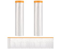 Thijox - 2 Rollen Afdekfolie met Plakband 200 cm x 20 m | Schilderfolie Bescherming voor Auto's, Muren, Vloeren, Meubels, Tapijten | Duurzaam PP Mater
