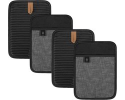 Thijox - Bonthee Pothouders Katoen Groot 4-delig Set - Anti-slip Pannenlappen voor Koken en Bakken - Keukenaccessoires Zwart - 25,4 x 17,7 cm